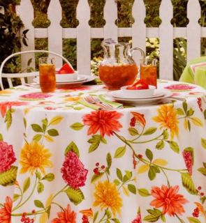 this is a fabric tablecloth from bardwil linens the white background 