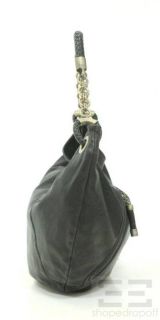 Bally Black Leather Braided Handle Zipper Hobo Bag