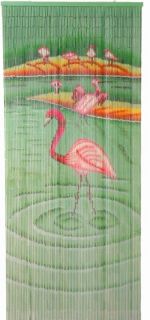 Bamboo Beaded Door Curtain 90 Strand Flamingos