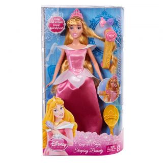    Princess Crimp And Style Sleeping Beauty Aurora Barbie Doll Mattel
