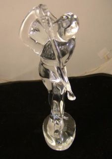 Baccarat Clear Crystal Golf Figurine Golfer in Full Swing Excellent 