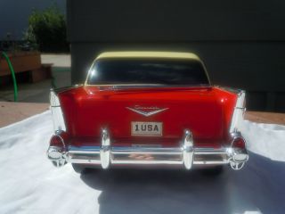 Vintage Novelty Radio Banning 57 Chevy Chevrolet Belair Red Coupe Am 