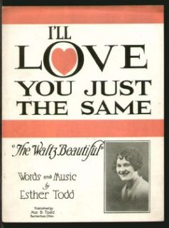   Just The Same 1926 Esther Todd Barberton Oh Vintage Sheet Music