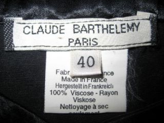 Claude Barthelemy Paris Rayon Blk Slim Collarless Blouse s M Button 