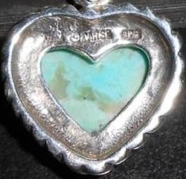 Barse Jewelry Stamped Sterling Silver Heart Turquoise Pendant***