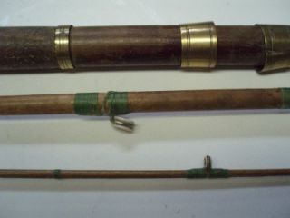 Antique Vintage 11ft 3 Piece Bamboo Cane Fly Fishing Rod Bag Salmon 