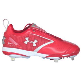 Under Armour Bomber Low St Metal Baseball Cleats Red Silver 14