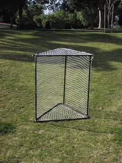   unit on it s side for a wiffle ball baseball backstop or lacrosse goal