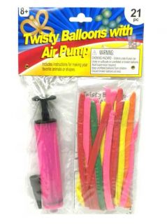ASSORTED colors 21 PIECE twisty ANIMAL balloon KIT with AIR pump