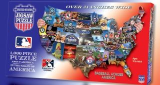 Baseball Across America USA Shaped Jigsaw Puzzle MLB Major Minor 