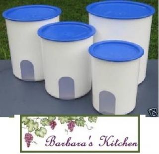 Tupperware Reminder Canister set in White and Brilliant Blue NEW