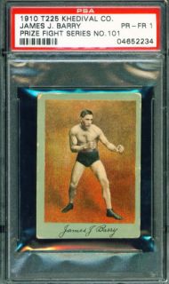 1910 T225 tobacco Boxing Boxer JAMES J. BARRY PSA 1 Khedival