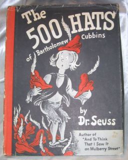 The 500 Hats of Bartholomew Cubbins Dr Seuss 1938 DJ
