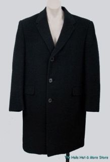 Vintage 60s Hart Schaffner Marx 100 Black Cashmere Top Coat Large 
