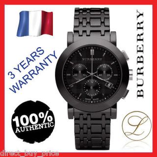 2012 Burberry Mens Swiss Black Ceramic Chronograph Watch BU1771 Ladies 