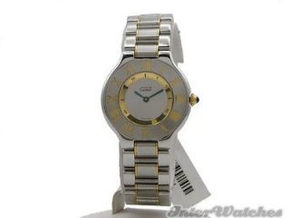 cartier must 21 steel gold silver dial watch one day
