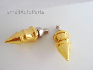 YELLOW GOLD SPIKE License Plate Frame BOLTS Screw Caps for 