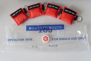 100pcs red cpr mask with keychain cpr face shield aed