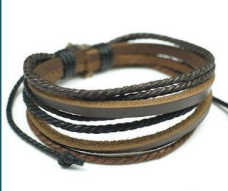 w516Fine Brown hand woven hemp leather bracelet man/woman 1pcs/  
