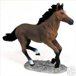 dark brown bay horse running figurine sculpture cc hf34 one