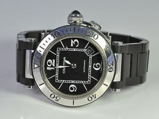 CARTIER PASHA SEATIMER 40.5 mm, BLACK RUBBER on S/S, AUTOMATIC BOX 