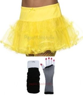Neon Tutu Legwarmers & Fishnet Gloves 80s Petticoat Hen Party Dance