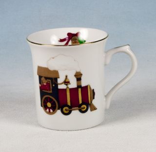 Christmas Train Coffee Mug Tea Cup Fine Porcelain Made in Japan From 