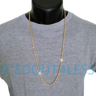 4mm 30 inch 24k gold plated mens rope chain time