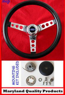 49 56 Ford RANCH WAGON SKYLINER Grant Black Steering Wheel 13.5 