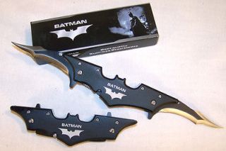 BLACK BATMAN TWO BLADED KNIFE easy open bat man pocket knive new twin 