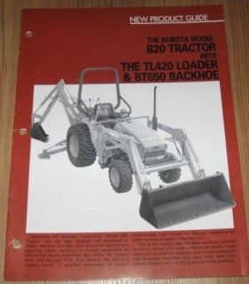 Kubota B20 B 20 B 20 Tractor New Product Guide OE Dealer Literature 