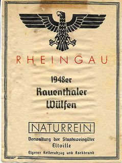 1948 rauenthaler wulfen rheingau wine label  0