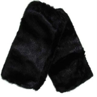 Pair of Womens Lower Leg Warmer or Boots Cover Mink Black Faux Fur 