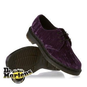 Dr Martens 1461 Crushed Velvet Womens Trainers Shoes   Purple