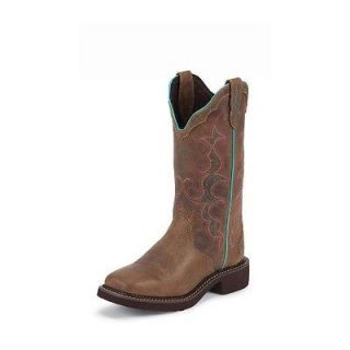 NEW with BOX L2900 Justin Womens Tan Jaguar Square Toe Cowboy Boots