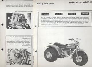   ATC110 (1980) Dealership Set Up Manual ATC 110 ATV,Trike (not Quad
