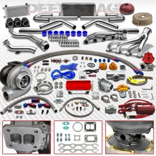 GT45 26PC TURBO KIT+INTERCOOLE​R+MANIFOLD+DOW​N PIPE 79 93 MUSTANG 
