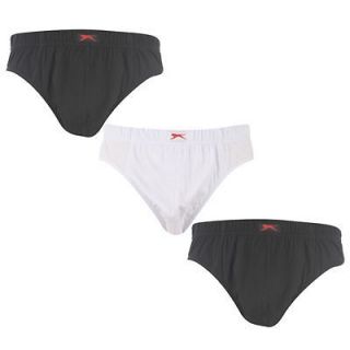 Mens Slazenger Briefs Underwear Underpants Pants 3 Pack White Black 