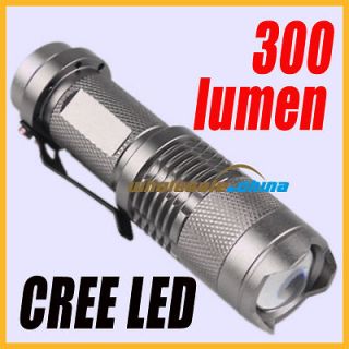 Zoom in/out Focus 300 lumens CREE Q5 LED Pocket Flashlight Torch Light 