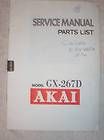 akai service manual parts list gx 267d tape deck orig