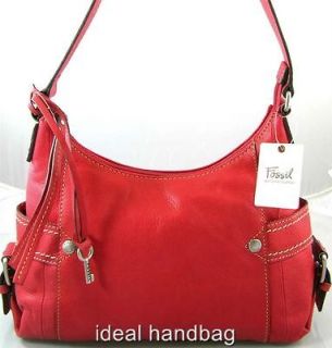new nwt fossil $ 168 leather rylee red hobo bag