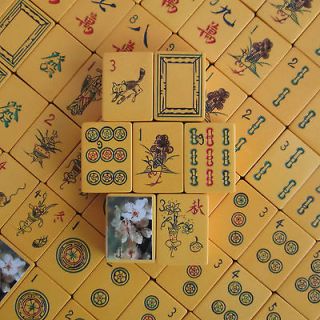    30s, Carved Chinese Bakelite 152 Tiles, Mahjong Set, Paper Mache Box
