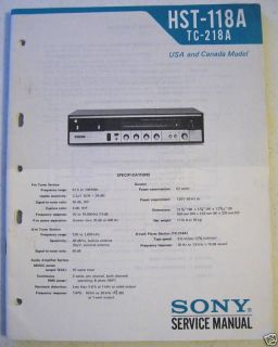sony service manual hst 118a receiver 8 track player time