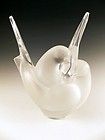 SIGNED LALIQUE FROSTED CRYSTAL PAPER WEIGHT KISSING DOVES LOVE BIRDS 