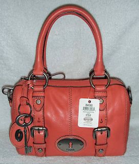 nwt fossil maddox small satchel rose coral leather $ 178