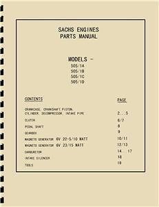 sachs 505 moped engines parts manual 505 1a 1b 1c