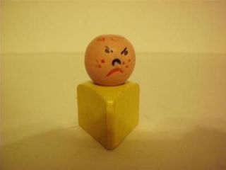 Vintage Fisher Price Little People Wooden Triangle Angry Child