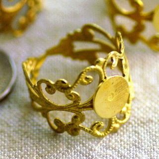 10 raw brass filigree adjustable ring base blank m49a from