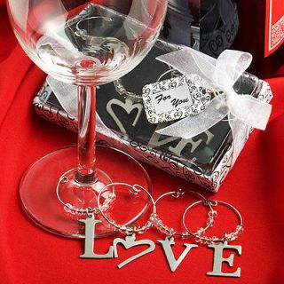 50 LOVE WINE GLASS CHARM WEDDING FAVORS Glass Marker Charm Bridal 