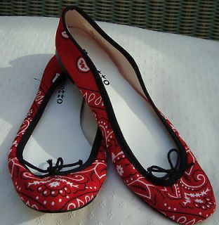 repetto red bandana ballerina shoes size 38 5